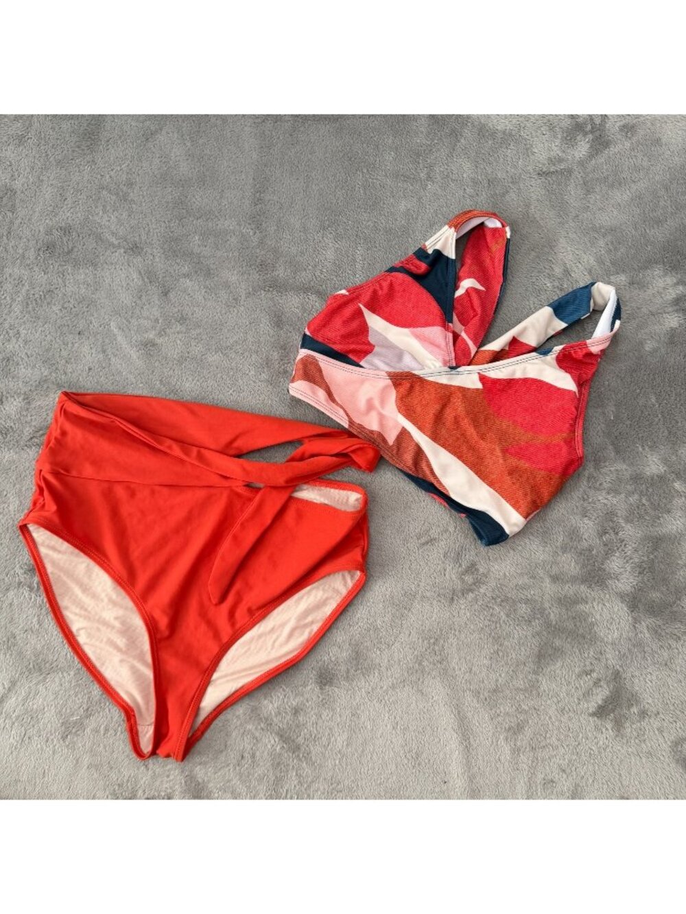 Nani Two Piece Swimsuit Bikini Small Bottoms XS Top Orange Blue